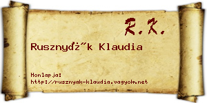 Rusznyák Klaudia névjegykártya