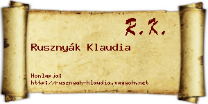 Rusznyák Klaudia névjegykártya